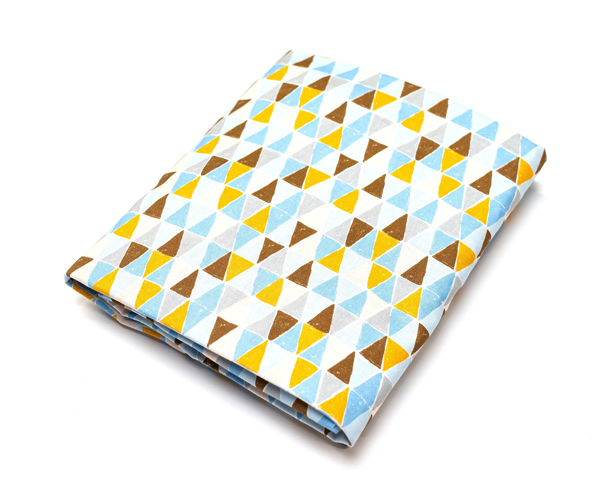 Blue Banners Marching - Fitted Crib Sheet - Blue/Topaz/Umber Triangles - Olli+Lime